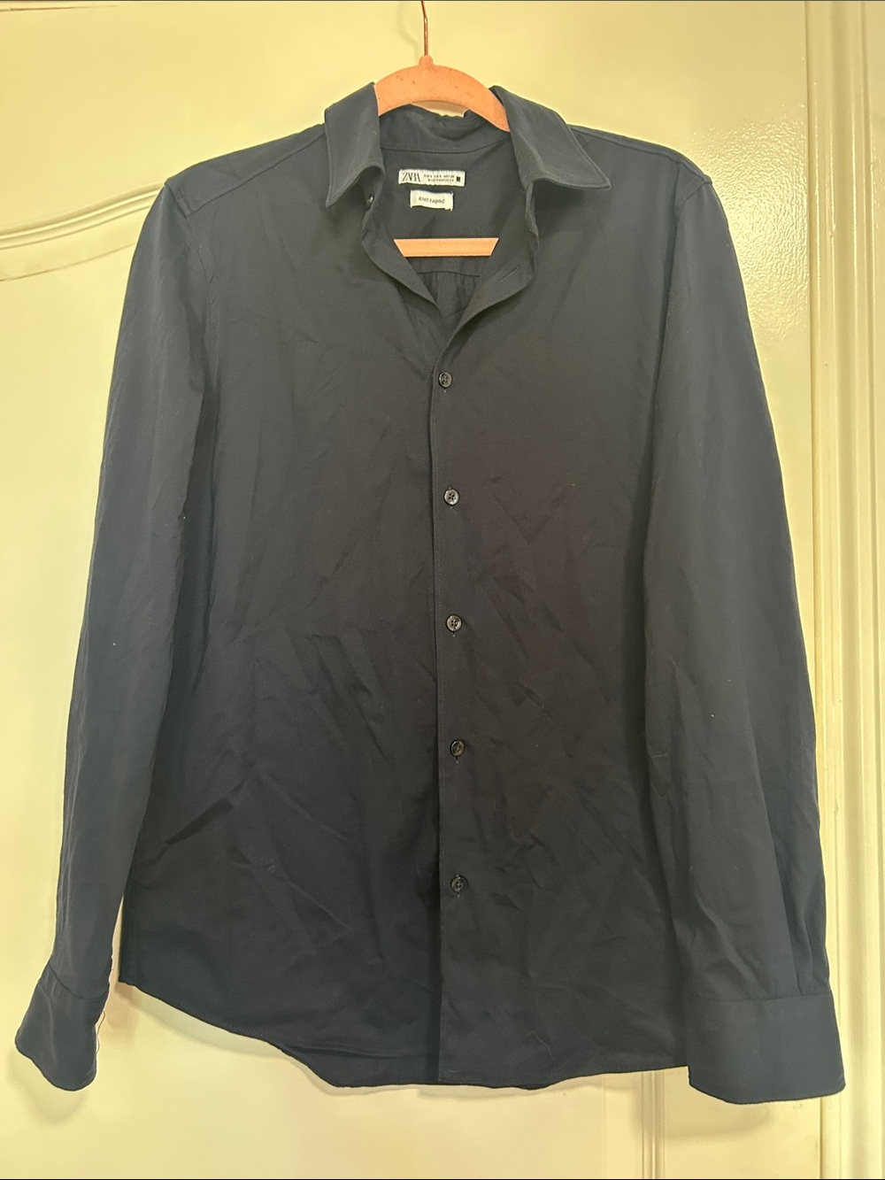 Zara Men Dark Navy Button-Up Dress Shirt
